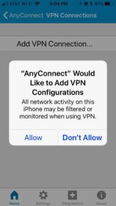 AnyConnect iOS Needs to add VPN connections to iOS.