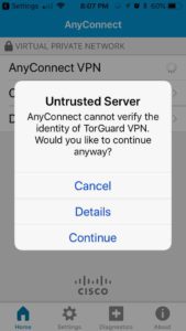 AnyConnect iOS - Decide what servers to trust