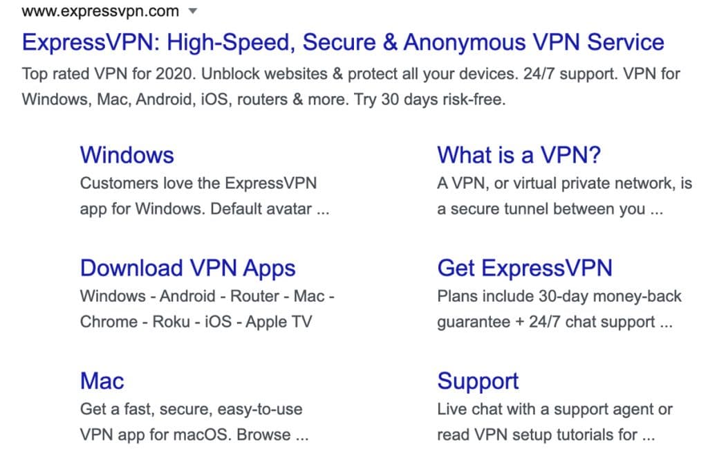 Search engine clies for ExpressVPN.