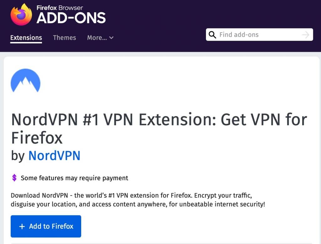 Find the NordPN extention at the Firefox store.