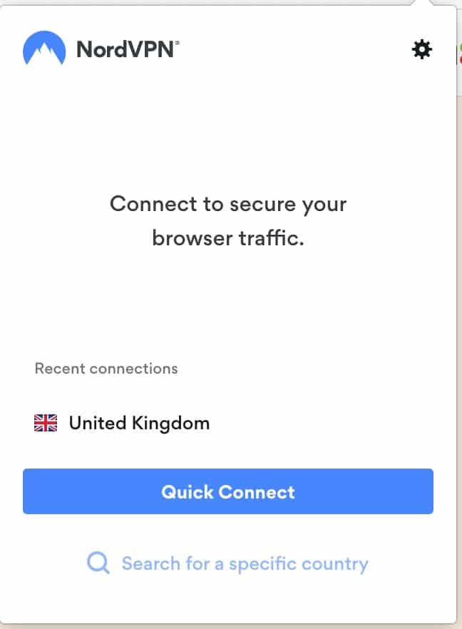 Use the blue Quick Connect button to connect to NordVPN.