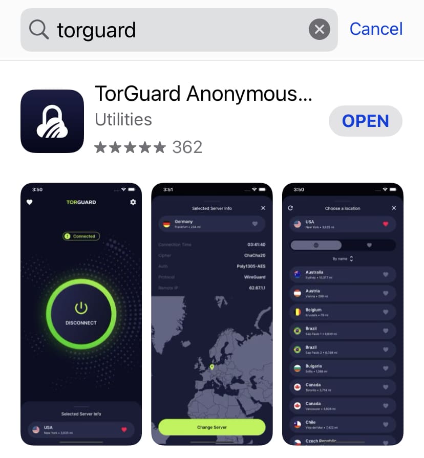 Get the new TorGuard app for iOS from the Apple App Store.