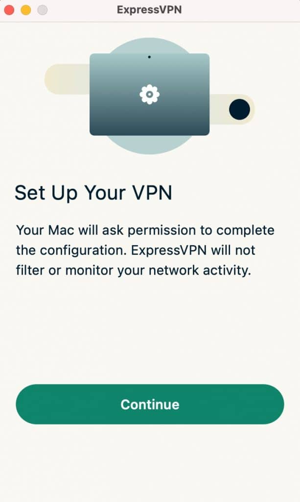 ExpressVPN requires your approval to install.